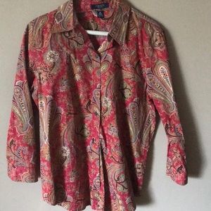 Chaps paisley long sleeve blouse